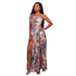 Marissa Ivory Printed Slit Legs Bodysuit Maxi Dress #Maxi Dress #Bodysuit